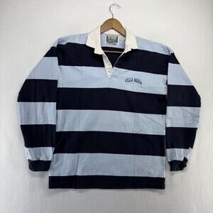 Vintage Columbia Knit Rugby Shirt Men's Medium Blue Colorblock Villa Maria 90s